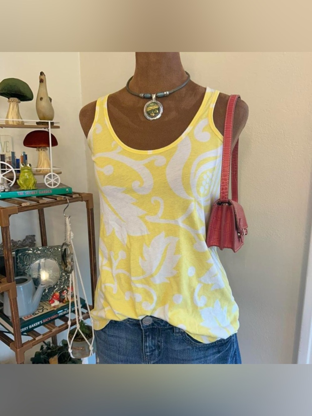 Y2K Preppy Summer Yellow + White Floral Tank Top by Old Navy